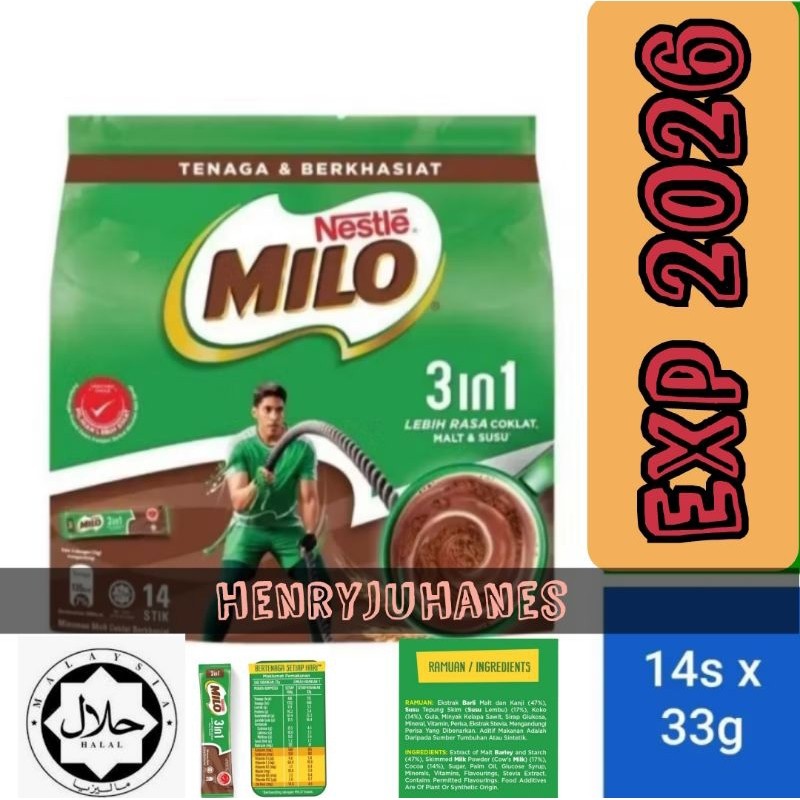 

Nestle milo 3 in 1 sacet malaysia label halal ACTIVE- GO