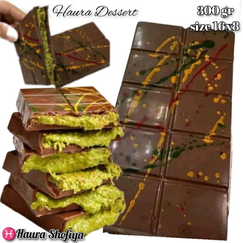 

Chocolate Dubai Original Crispy "PISTACHIO KUNAFE" Berat ±270 gr ,Size 16x8 cm ,Coklat Viral Lembut Meleleh Dimulut Food Cocoa Cemilan Makanan Cokelat