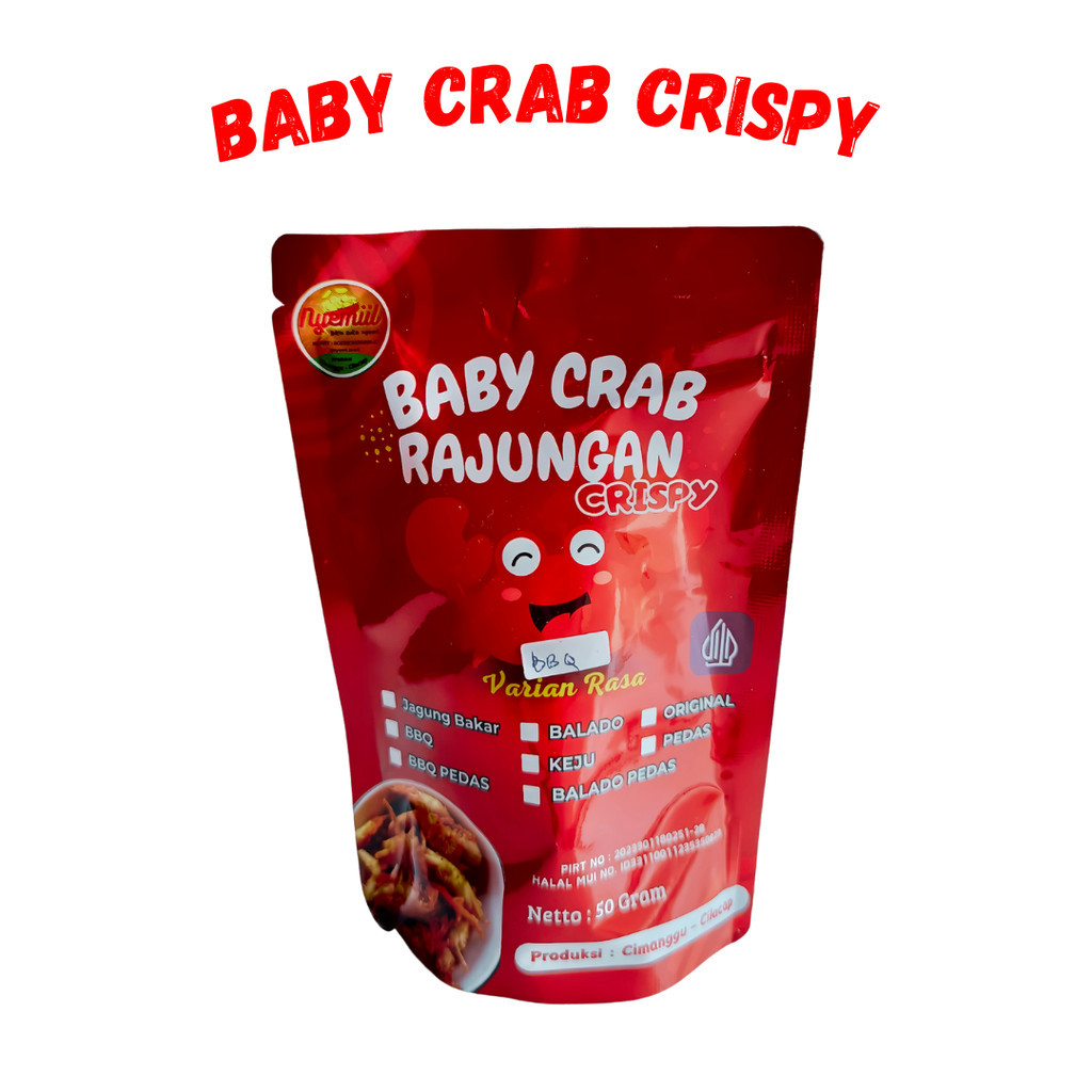 

Baby Crab Krispy Rajungan Renyah Snack Seafood Halal Sehat Bayi Kepiting Original Pedas Manis