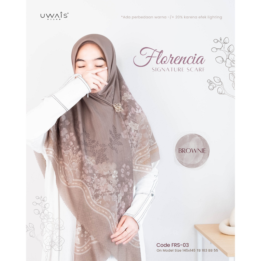 Uwais Hijab - Florencia Scarf Jilbab Voal Premium Motif Segi Empat Kerudung Syari 140x140 Jumbo