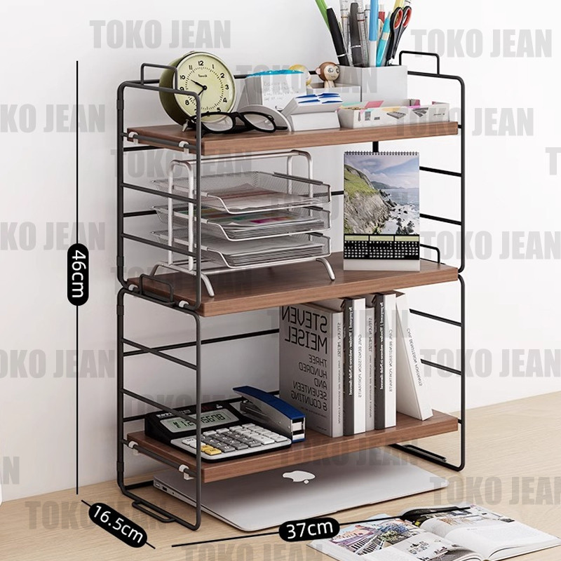 Rak Buku / Rak / Pengatur Desktop Kantor Sederhana /Laptop Organizer / Rak Kayu Besi Susun Minimalis