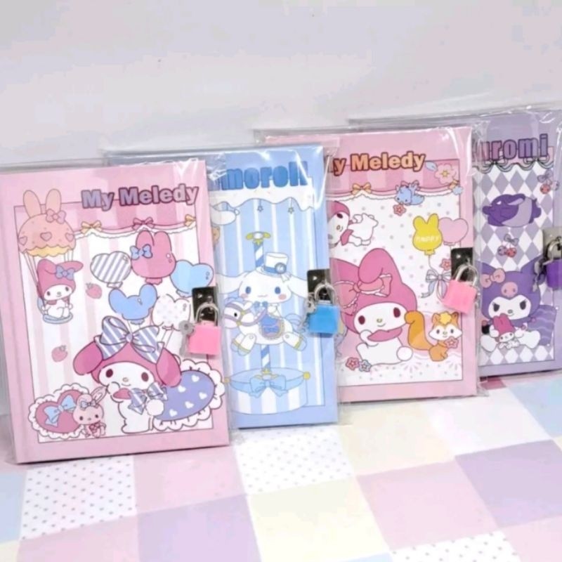 Diary gembok SANRIO / Diary kunci gembok sanrio / Buku diary kunci gembok SANRIO / Note book gembok 