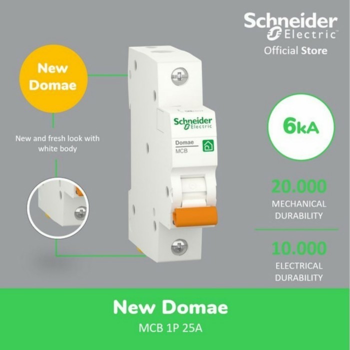 Schneider Electric MCB 25A NEW DOMAE 25 Ampere 1P DOMF01125 C25 Ori