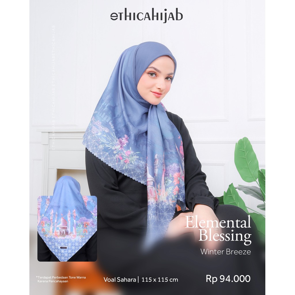@NE% Ethica Kerudung Segi Empat Motif / Hijab Motif Segi Empat / Elemental Blessing Hijab Segi Empat