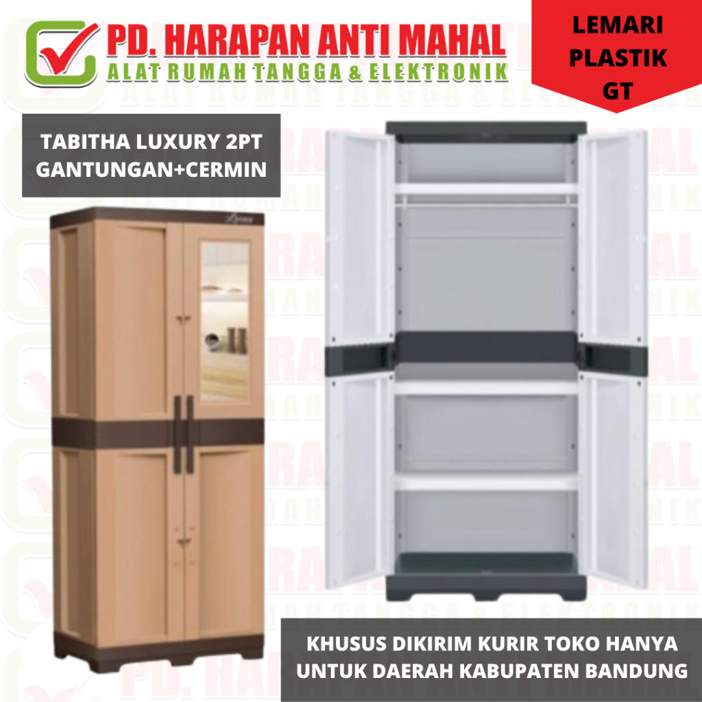 LEMARI PLASTIK TABITHA LUXURY 2PT GANTUNG+CERMIN/ LEMARI PAKAIAN TABITHA LUXURY 2PT GANTUNG+CERMIN/ 
