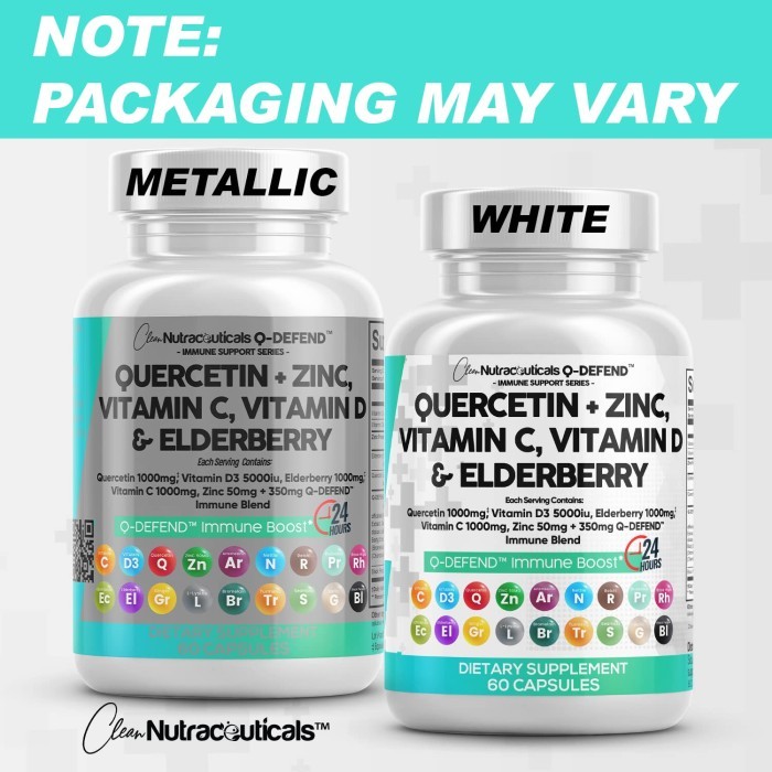 Nutraceuticals Quercetin Zinc Vitamin C D Elderberry 60 Capsules