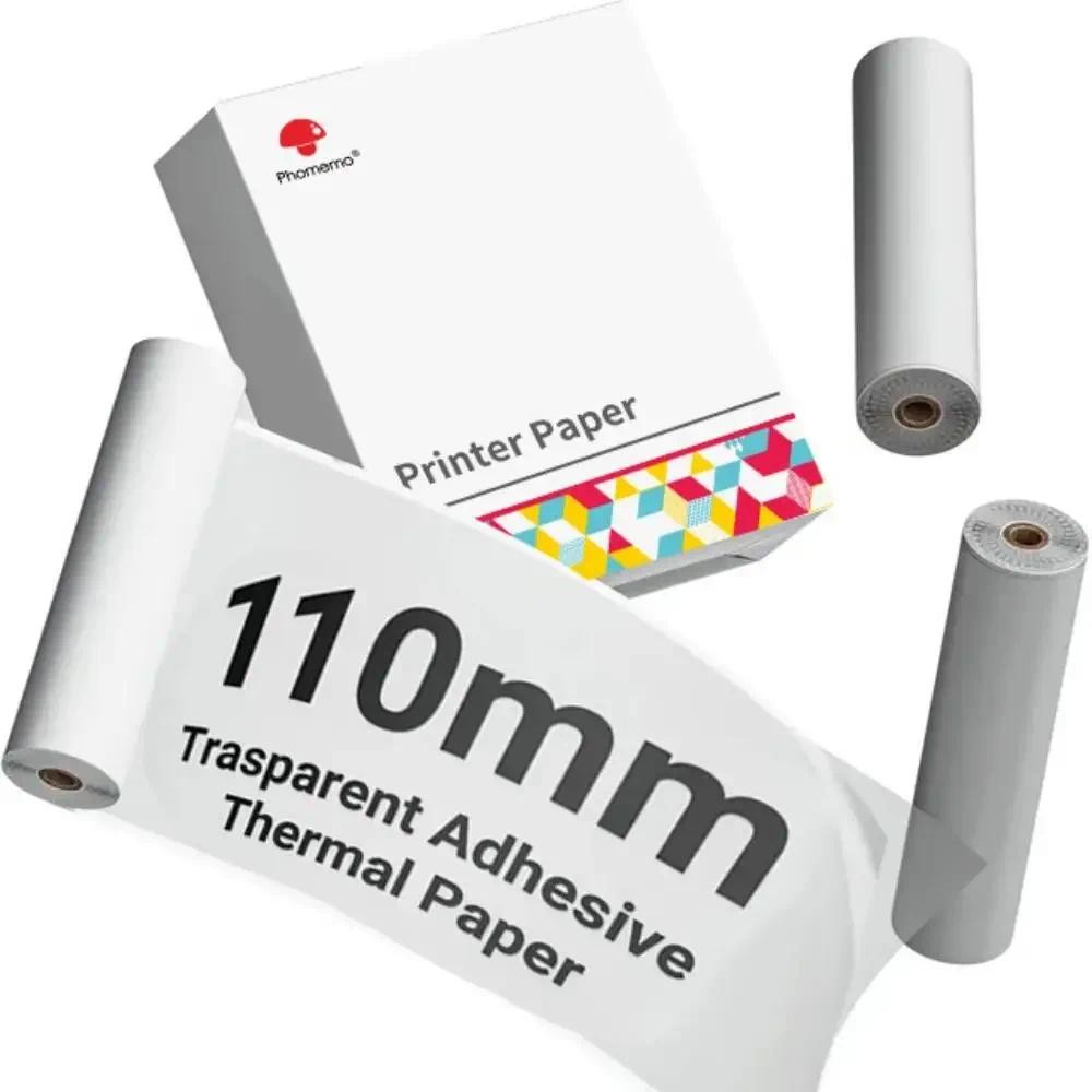 

3PK Phomemo Adhesive Transparent Thermal Paper Clear Adhesive Thermal Sticker Paper for M04S/M04AS Bluetooth Printer 110mmx3.5m