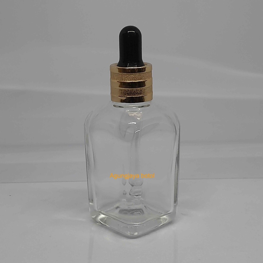 Botol 50 ml Square Clear Pipet Combo / Botol Serum / Botol Pipet / Botol Kaca Kosmetik
