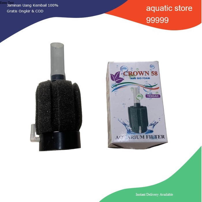 PAKET LENGKAP AERATOR FILTER SPONGE BIOFOAM mini bio foam CROWN 58 BULAT filter aquarium SELANG 1 ME