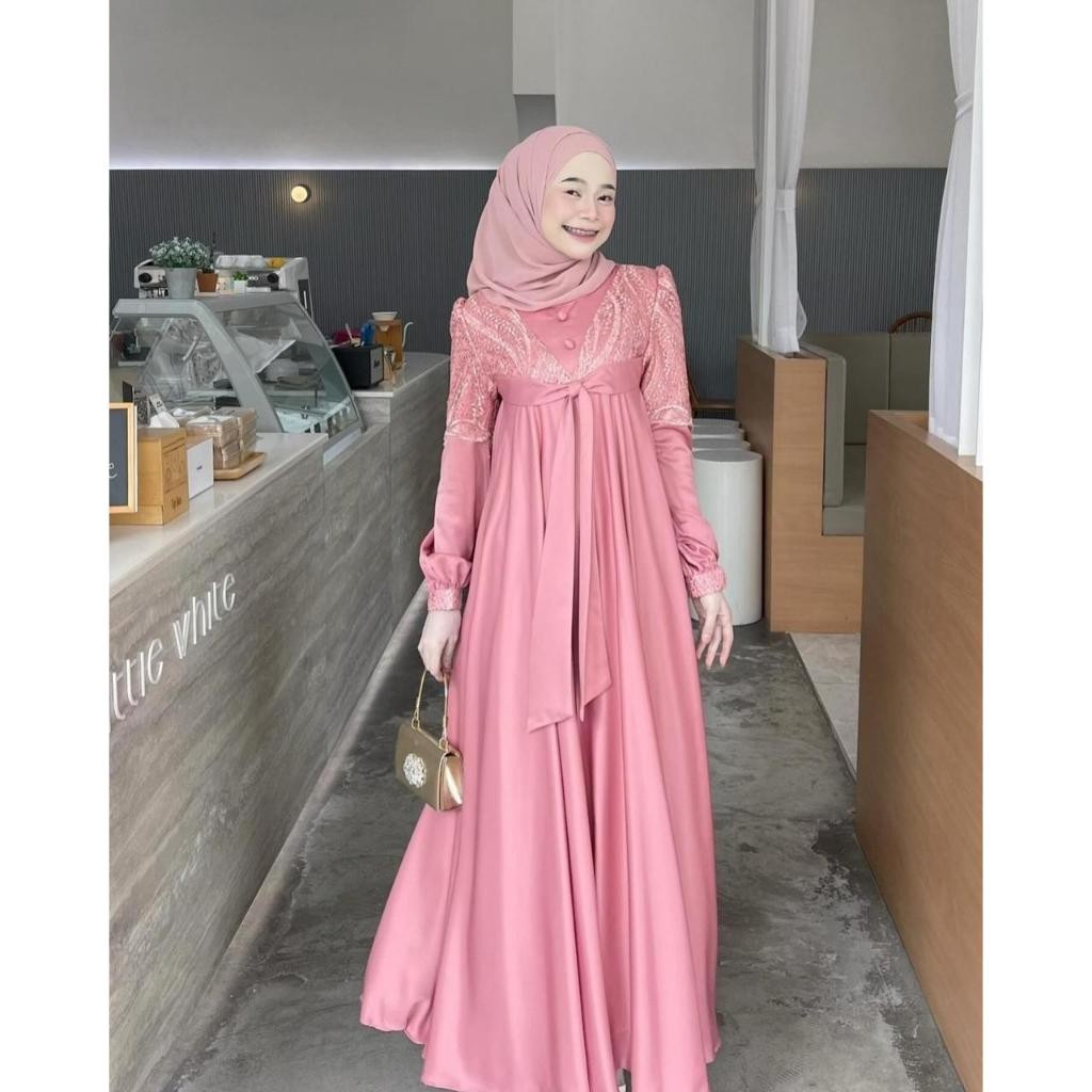 GAMIS KONDANGAN SILK PREMIUM MEWAH VELLAMORE GAUN KONDANGAN BRUKAT MUSLIMAH DRESS PESTA ELEGAN