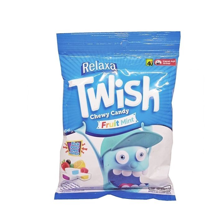 

Relaxa Twish Chewy Candy Fruit mint @12,5 g dapat 5 bungkus