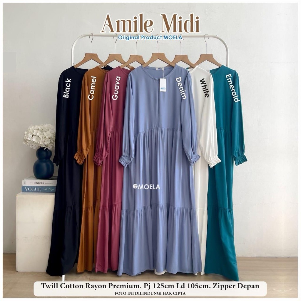 AMILE MIDI POLOS BAHAN KATUN RAYON PREMIUM ORI BY MOELA