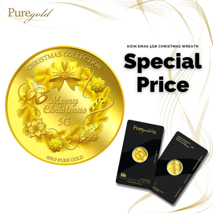 Emas Koin Logam Mulia 5 Gram Christmas Wreath Emas Batangan PureGold