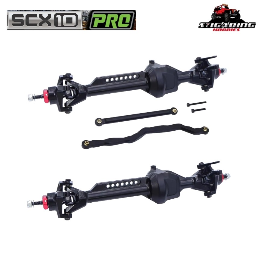 SCX10 Pro CNC Integrated Aluminum Front Rear Straight Axles Set For 1/10 RC Crawler
