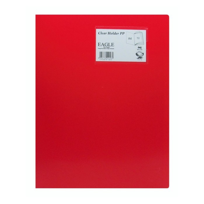 

⭐BISA COD⭐ EAGLE FILES Clear Holder Document Keeper Display Book A4 10 Pocket Merah
