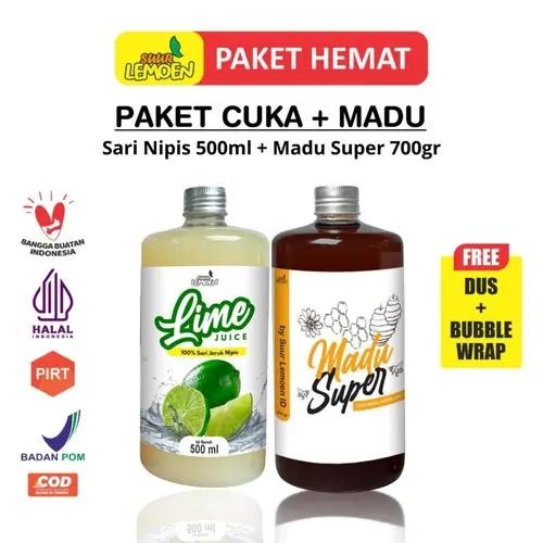 

PAKET TERBARU SUUR LEMOEN Sari Jeruk Nipis Pure Lime Juice 500ML. Madu Super 700gr By HEALTY GOODIES BEKASI