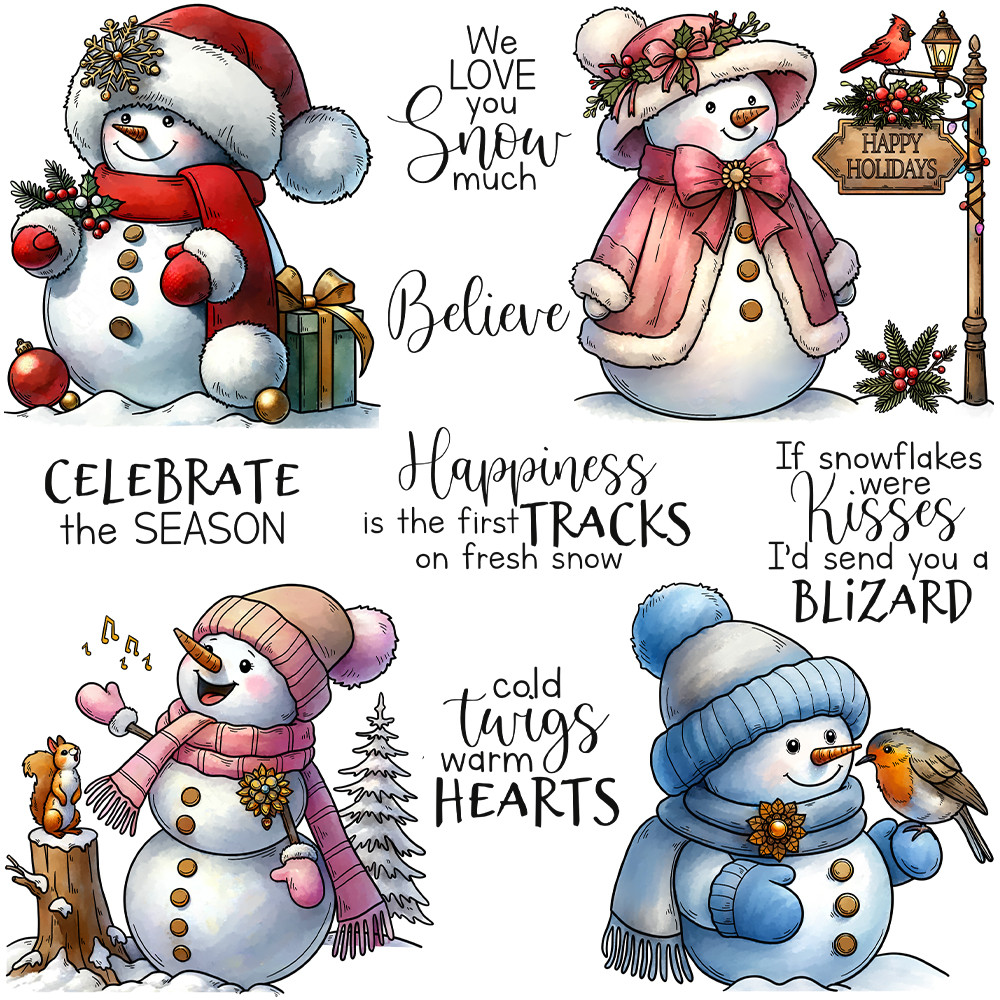 

Mangocraft Christmas Winter Snowman Cutting Dies Clear Stamp DIY Scrapbooking Metal Dies Silicone Stamp For Cards Albums Decor