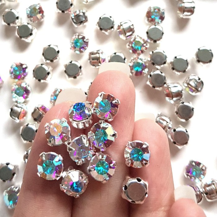 Swarovski Payet Jahit Cangkang 6mm - AB Kristal