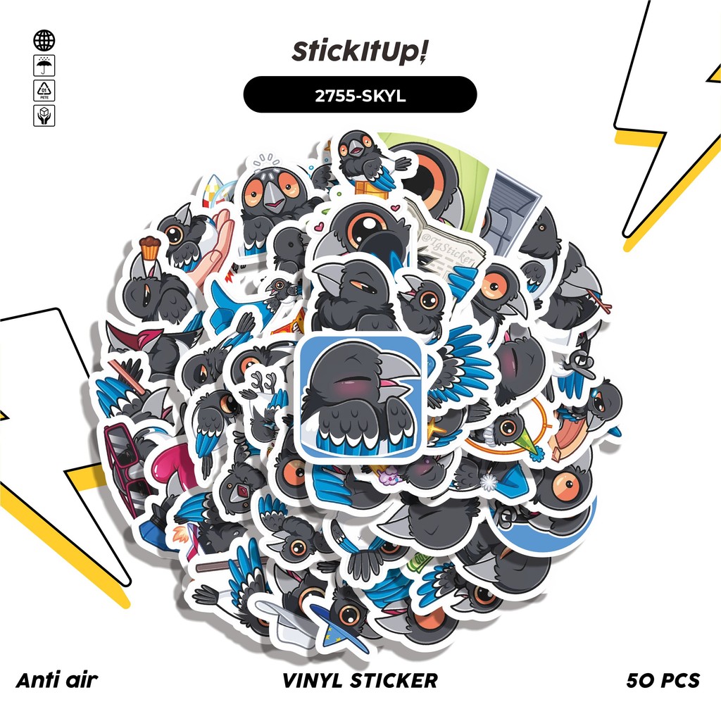 

COD 50 Pcs FUNNY CHARACTER SKYLA THE CROW STICKER PACK Lucu Anti Air Untuk Dekorasi Notebook Sepeda Skateboard Handphone DIY