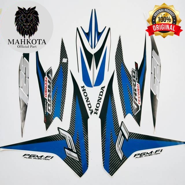 Original Asli Striping Stiker Polet list motor honda vario 125 old 2012 putih lis biru list body sta