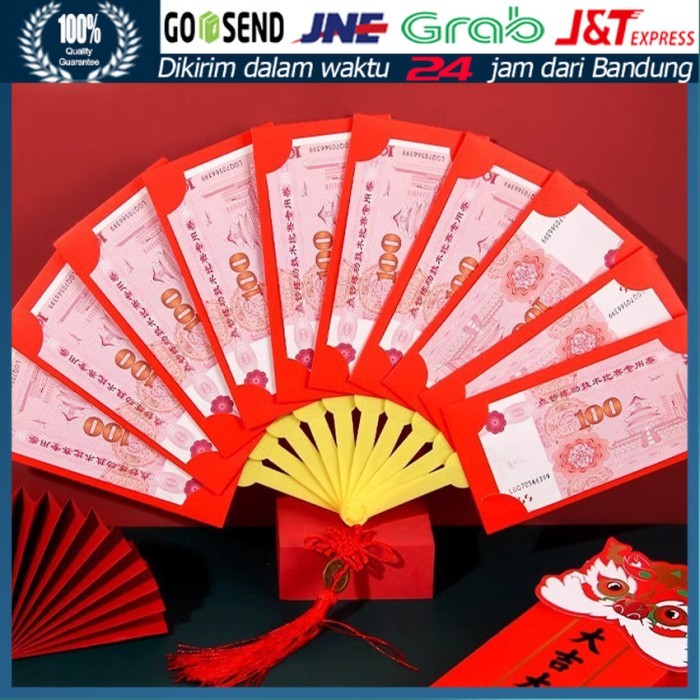 

Angpau Angpau Kipas Lipat 10 Slot Angpao Imlek Kipas Amplop Merah New PIR