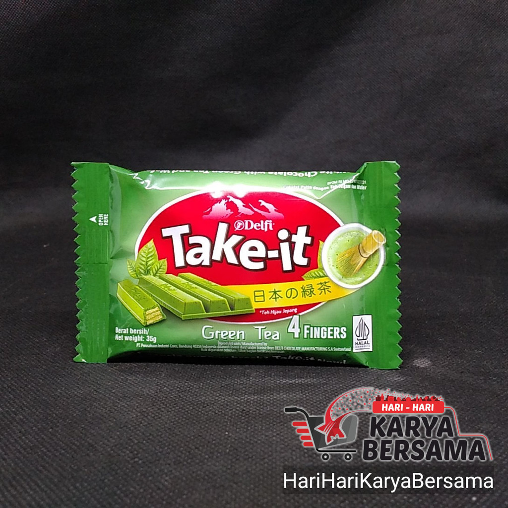 

MAKANAN RINGAN COKLAT DELFI TAKE-IT 4F GREEN TEA 35GR