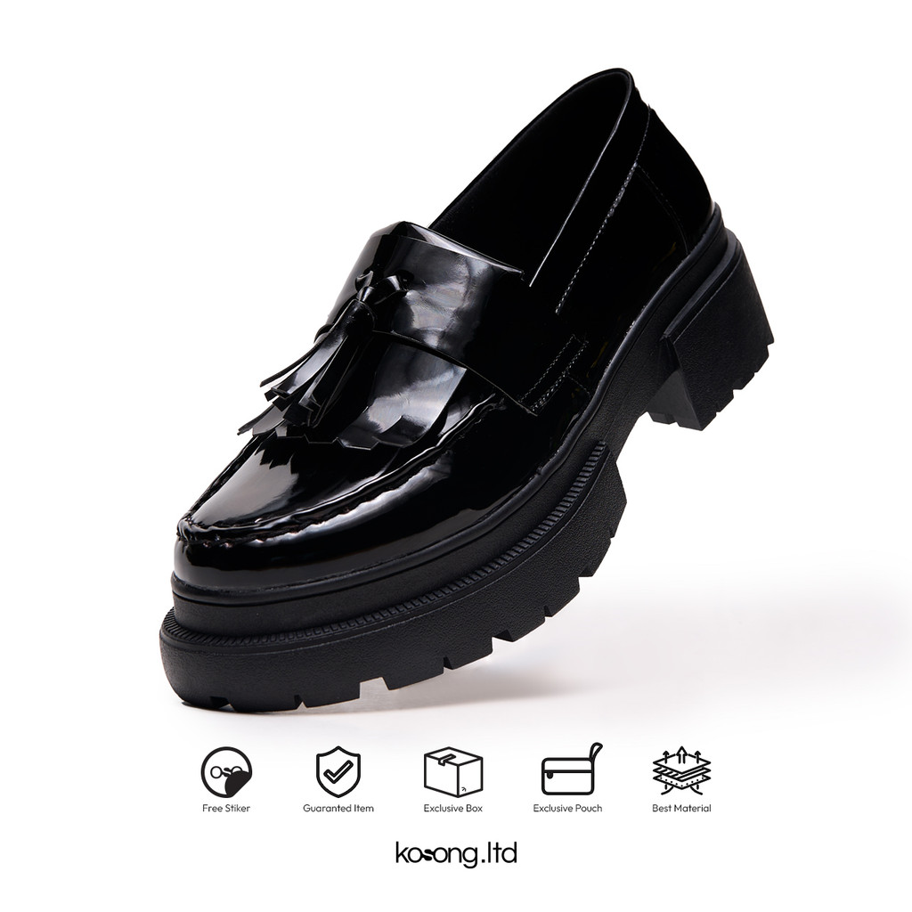 Kosong.Ltd - Sepatu Flat Slip On Loafers Pria Wanita - SERENE Black