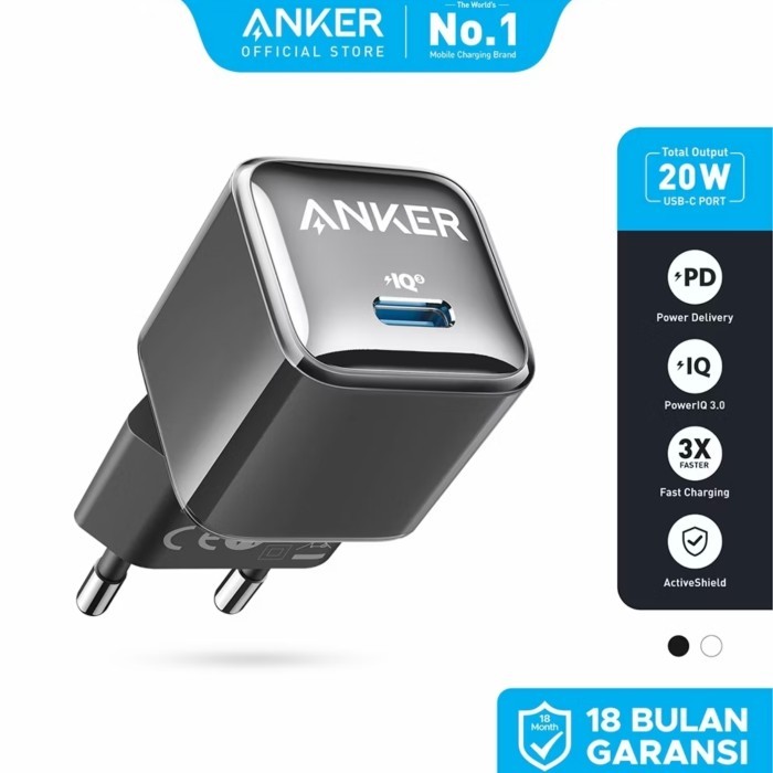 Charger Anker 20 W Black iphone Wall Charger Anker 20W Fast Charging Hitam iphone