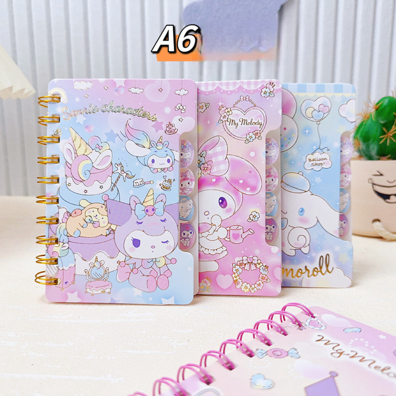 

Notebook Ring A6 Buku Diary Aesthetic Buku Catatan Coil Book Sanrio Kuromi Melody Labubu - BC0519