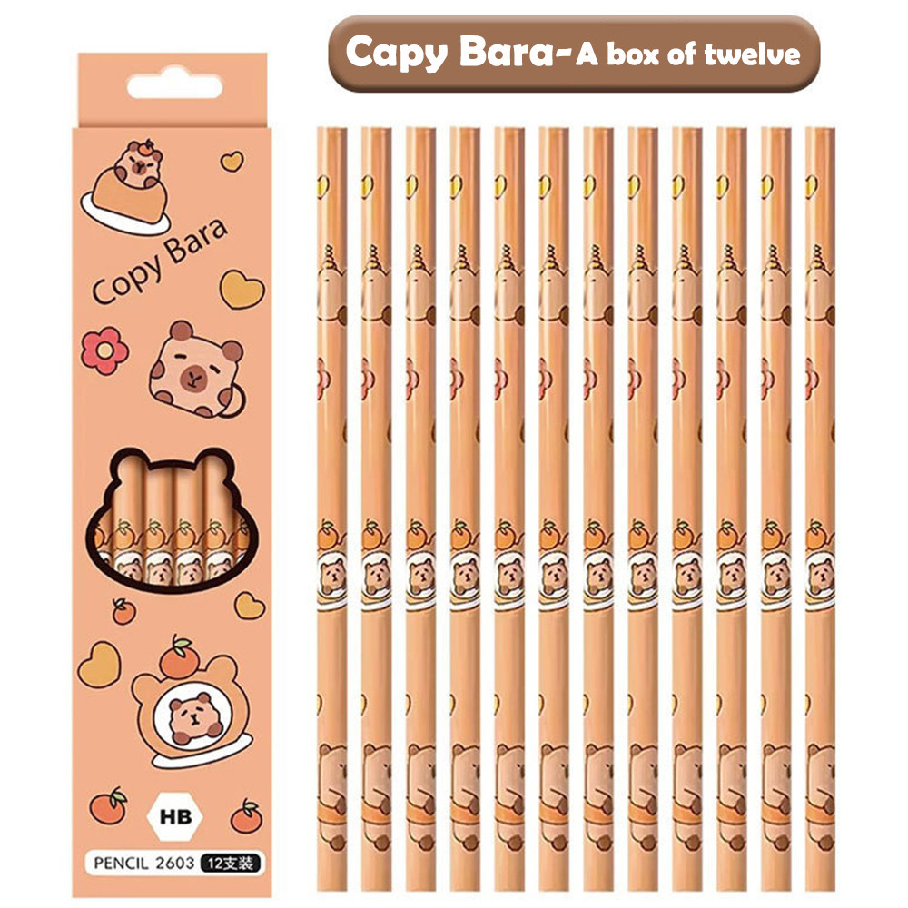 

12pcs/Set Fun Capybara Writing Pencil Cartoon HB Wood Pencil Drawing Stationery