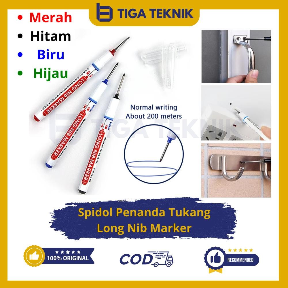 

Spidol Tukang Penanda Long Nib Marker Kepala Panjang - Tahan Air dan Cepat Kering (Merah/Biru/Hijau)