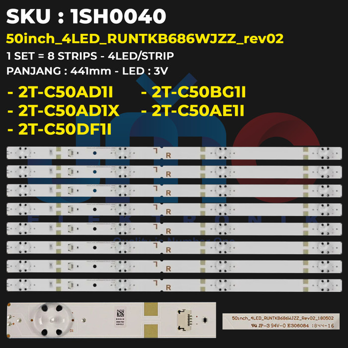 DK23 Backlight TV Sharp 50 Inch 2T-C50AD1I 2T-C50AD1X 2T-C50DF1I 2T-C50BG1I 2T-C50AE1I 50inch_4LED_R