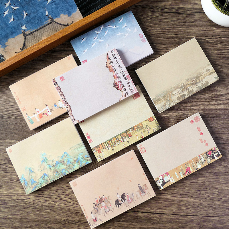 

80sheets Notepad Ancient Chinese Style Painting Memo Pad No-sticky Decorative Note Papeleria Stationery Office School Supplies