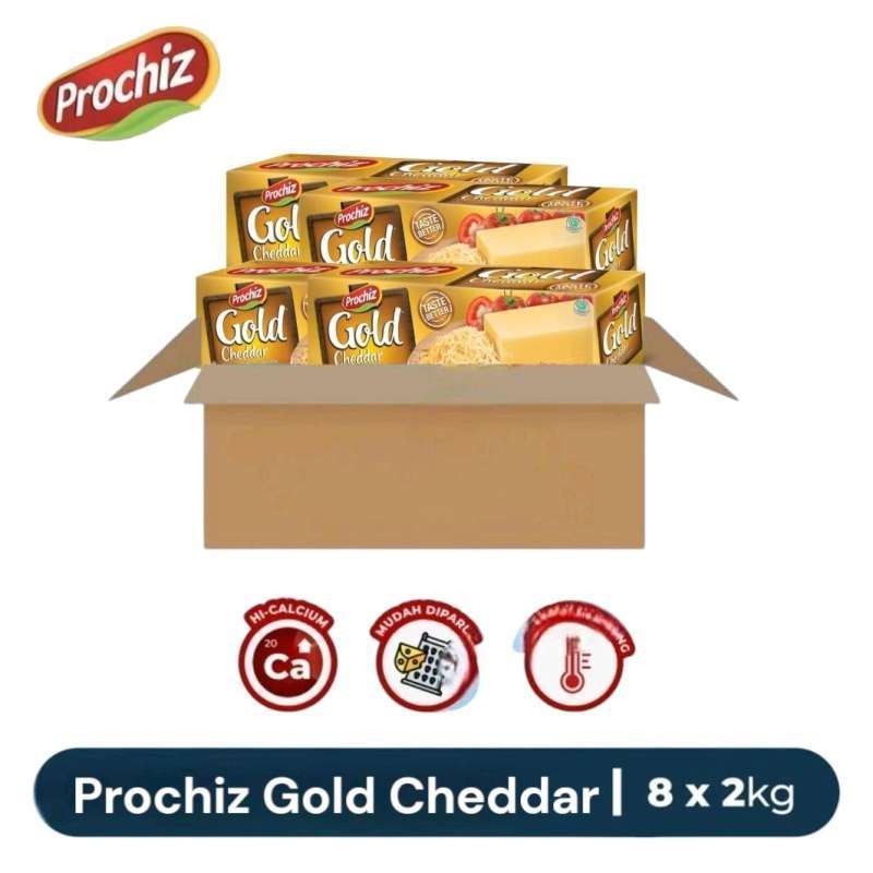 

Prochiz Gold Cheddar Cheese Keju 1 Karton ( 8 x 2kg )