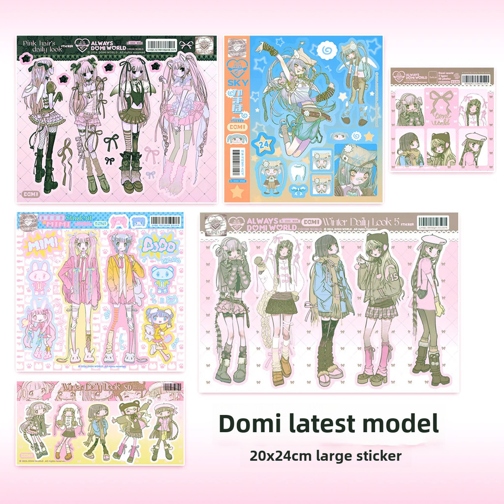 

Domi New Sticker Book Women's Korean Character Stickers Whole Book Flat Replacement Sweet Asian Style Scrapbooking Material