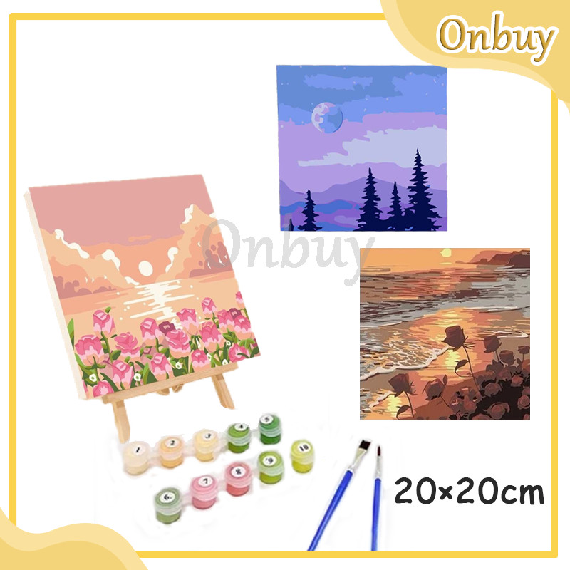 

DIY Painting Canvas Paint By Number kit Lukisan 20x20cm
