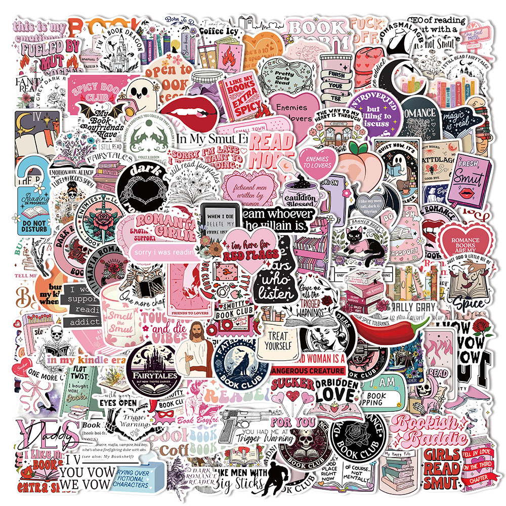 

50/150PCS Romantic Reading Style Kindle Stickers Luggage Guitar Laptop No Glue Children's Toys Waterproof Stickers Stickers