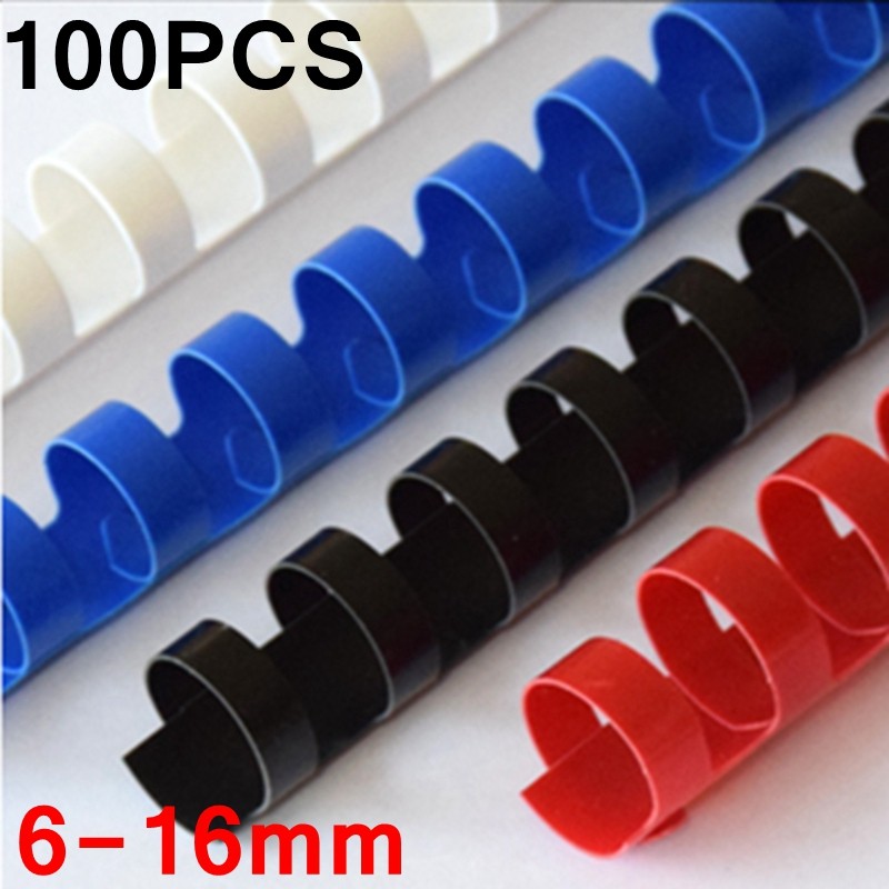 

4 colors 100PCS/BOX PVC binding aprons 21 rings 6-16mm binding 20-120 sheets A4 file comb binding machine plastic rings
