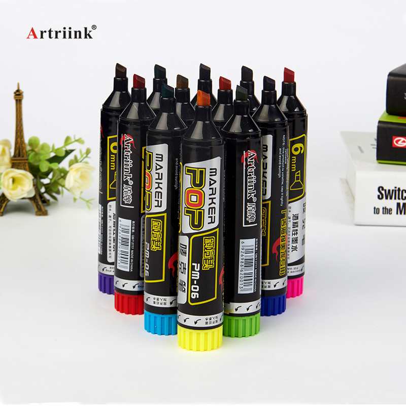 

12 Colors 6mm Waterproof Paint Markers - Refillable Permanent Pens for Sketching, Graffiti & Posters, Ideal for Artists Student