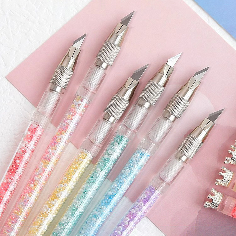 

Kawaii Crown Bubble Utility Knife Cute Sharp Blade Pen Knife DIY Paper Cutter Sticker Envelopes Opener Office Cutting Tools