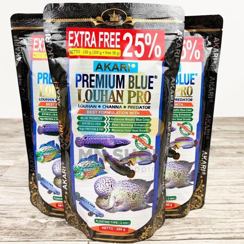 pelet akari premium blue louhan pro 250gr louhan-channa-predator
