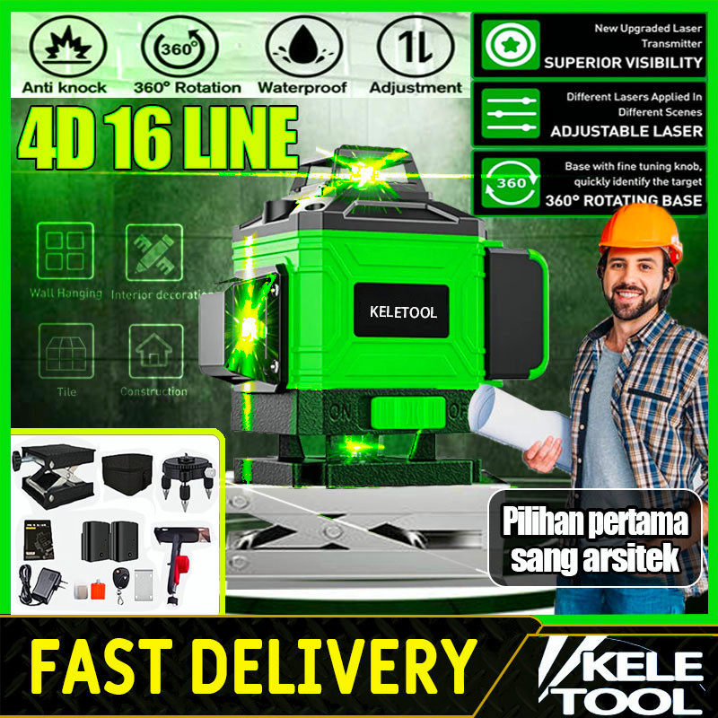 laser level bangunan waterpass laser multifungsi meteran laser level hilda 4d 16 line Tingkat bosch 