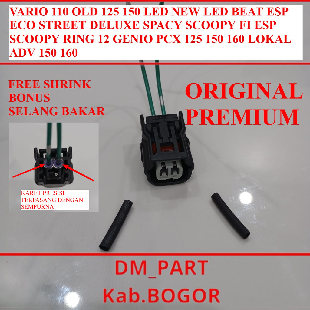 SOKET SOCKET INJEKTOR INJECTOR 2 PIN YAMAHA HONDA BEAT pop street esp eco scoopy SPACY VARIO 110 led