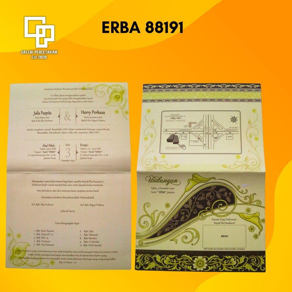 (ISI 100 PCS) ERBA undangan, undangan pernikahan, pernikahan erba