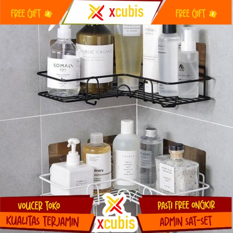 Rak Sudut Kamar Mandi Tempel Dinding Keramik Rak Dapur Besi Serbaguna Rak Sabun Kamar Mandi Rak Kama