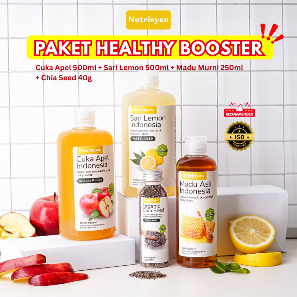 

Nutrisyen - Bundling Cuka Apel 500ml + Sari Lemon 500ml + Chia Seed 40g + Madu Murni 250ml