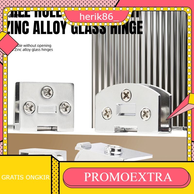 ️️Engsel Pintu Lemari Kaca Engsel Paduan Seng Engsel Pintu Kaca Tempered Bebas Pukulan