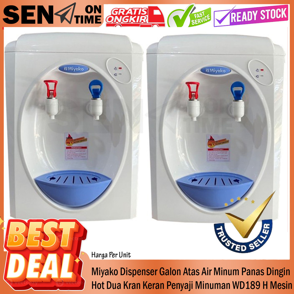 Miyako Tangki Dispenser WD-189 H Galon Atas Dua Kran Keran Air Minum Filter Super Pilter Normal Temp