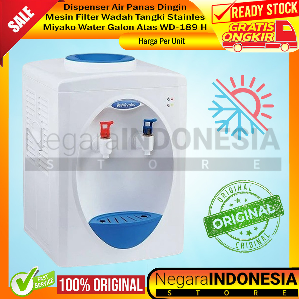 Miyako WD-189 H Dispenser Air Minum Dua Kran Keran Panas Dingin Galon Atas Mesin Penyaji Tangki Pilt