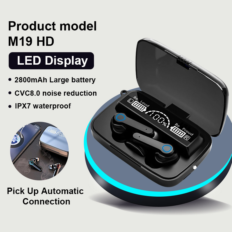 Headphone M19 5.1 Kompatibel dengan Headphone Nirkabel Bluetooth Earbud In-ear Tahan Air